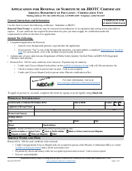 Document preview: Application for Renewal of Substitute or JROTC Certificate - Arizona
