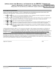 Application for Renewal of Substitute or JROTC Certificate - Arizona, Page 2