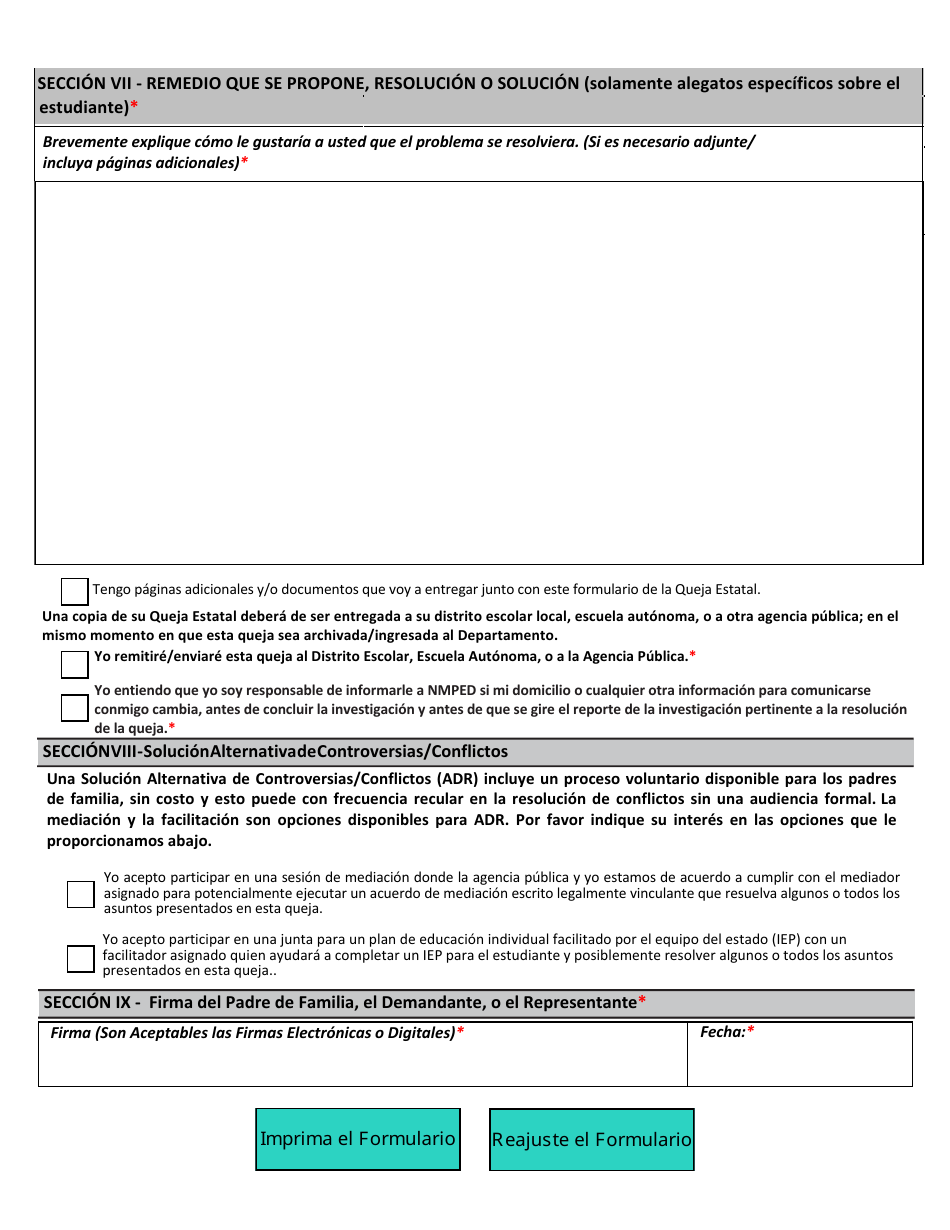 Formulario Para Una Queja Estatal - New Mexico (Spanish), Page 3