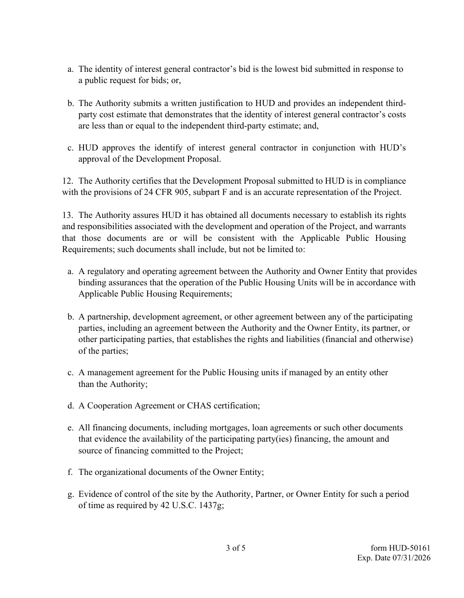 Form HUD-50161 Mixed-Finance Development Certifications  Assurances, Page 3