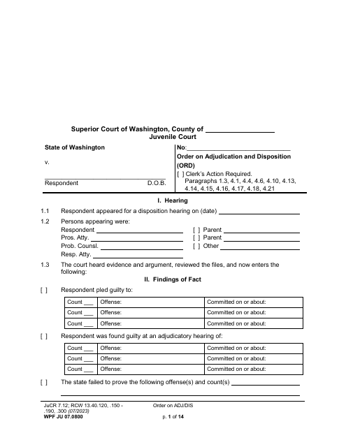 Form WPF JU07.0800  Printable Pdf