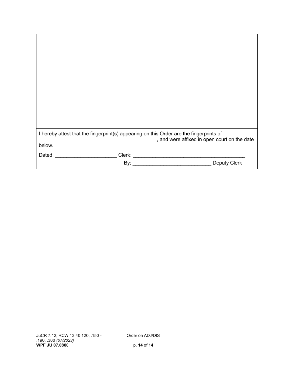 Form WPF JU07.0800 Order on Adjudication and Disposition (Ord) - Washington, Page 14