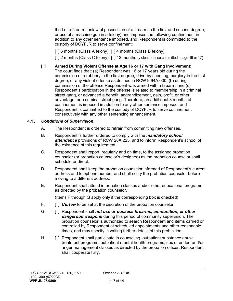 Form WPF JU07.0800 Order on Adjudication and Disposition (Ord) - Washington, Page 7