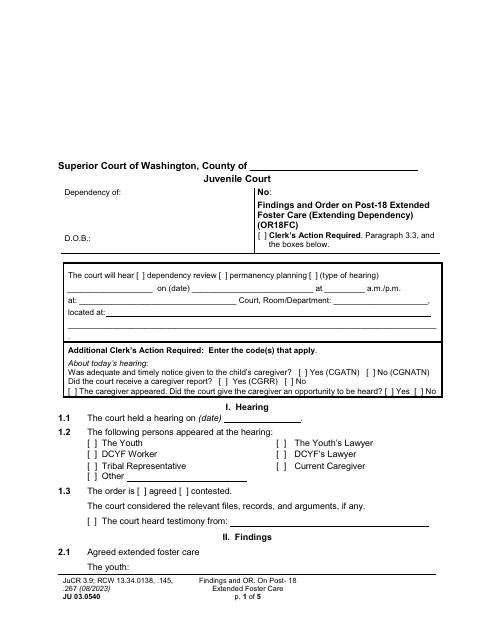 Form JU03.0540  Printable Pdf