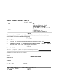 Form JU03.0460 Order on Motion for Court Approval of Placement in Qualified Residential Treatment Program - Washington