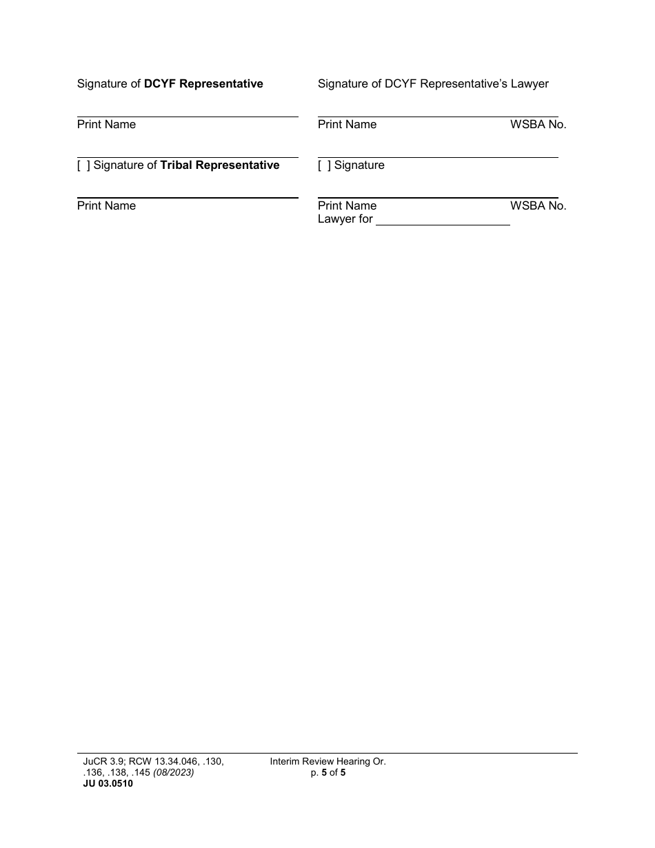 Form JU03.0510 Interim Review Hearing Order (Orirh) - Washington, Page 5