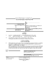 Document preview: Form WPF GR34.0100 Motion and Declaration for Waiver of Civil Fees and Surcharges (Mtwvf) - Washington (English/Vietnamese)