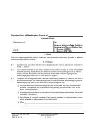 Document preview: Form WPF JU02.110 Order to Take Child Into Custody and Place in Shelter Care (Ortcc) - Washington