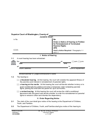 Form JU04.0600 Order Re Notice of Hearing on Petition for Reinstatement of Terminated Parental Rights (Or) - Washington