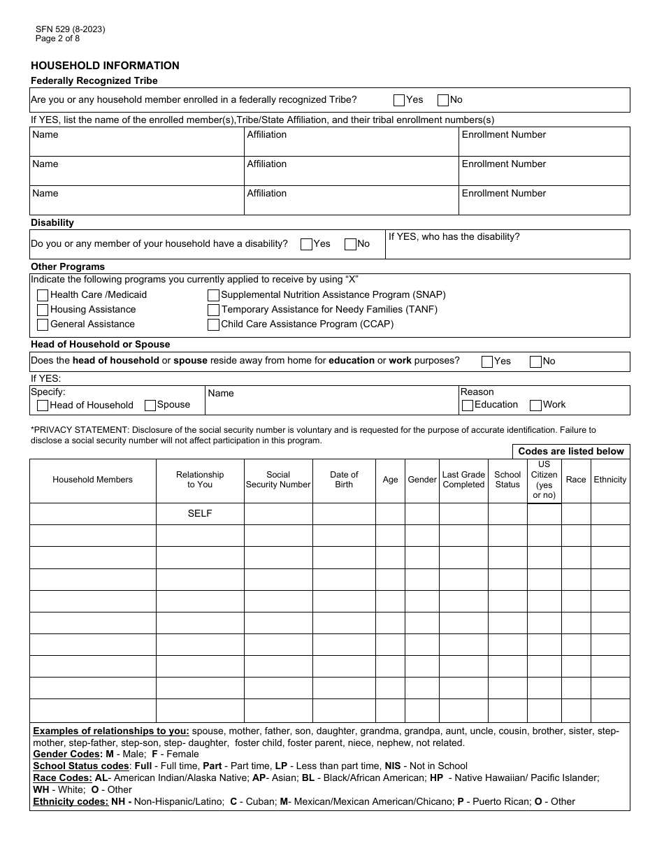 Form SFN529 Application: Low Income Home Energy Assistance Program (Liheap) - North Dakota, Page 2