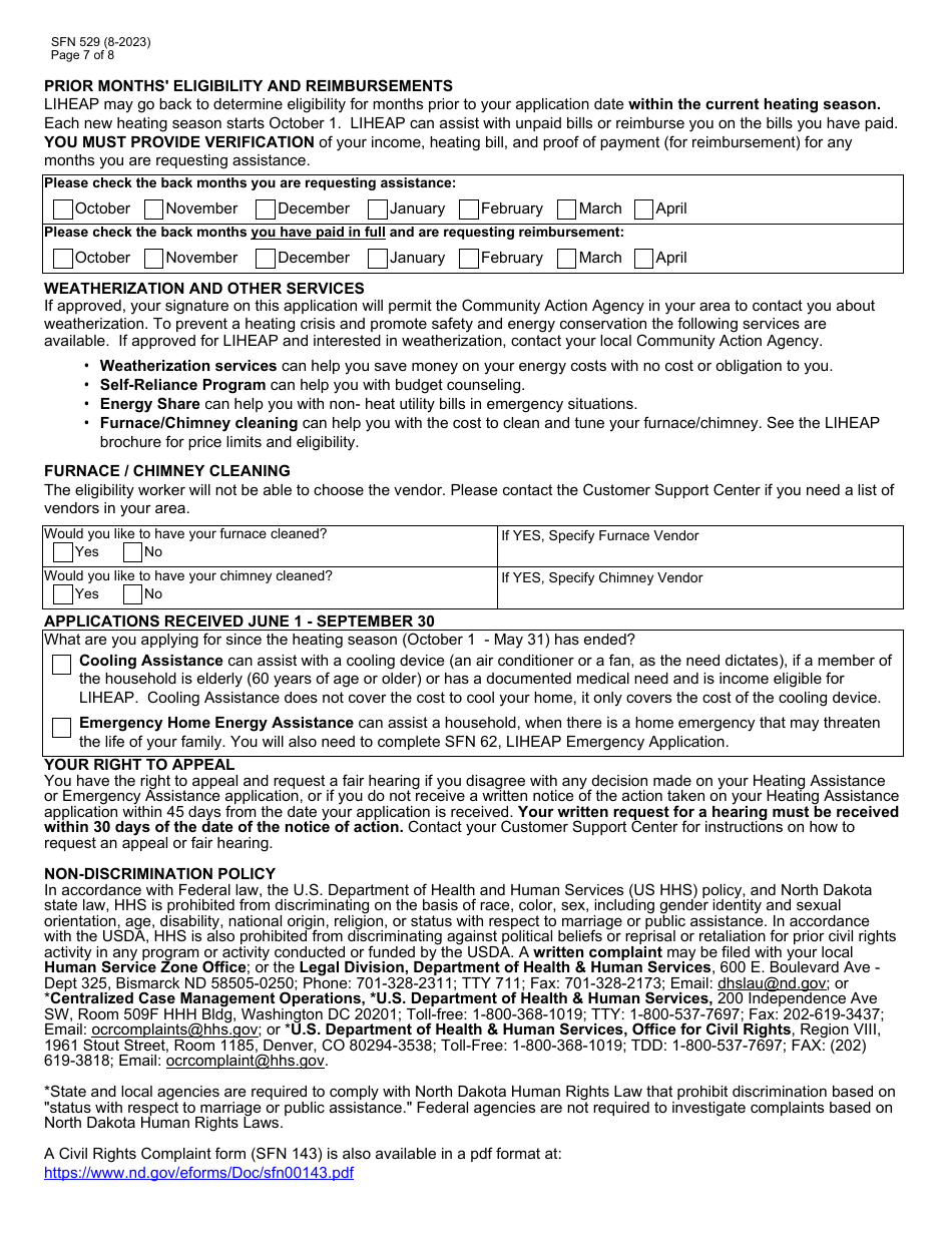 Form SFN529 Application: Low Income Home Energy Assistance Program (Liheap) - North Dakota, Page 7