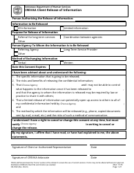 Document preview: Form HS-3522 Crevaa Client Release of Information - Tennessee