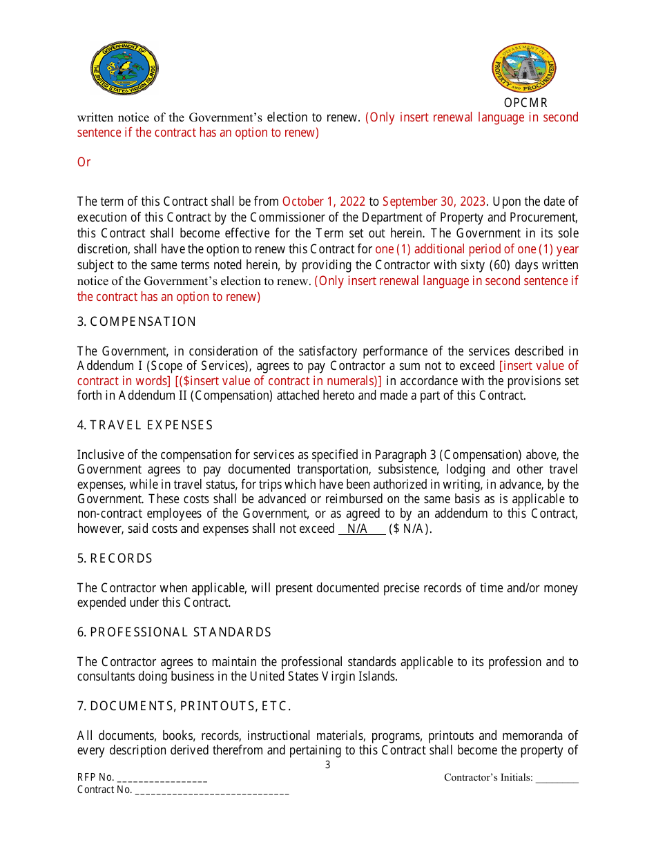 Contract for Professional Services Valued up to $1,000,000.00 - Virgin Islands, Page 3