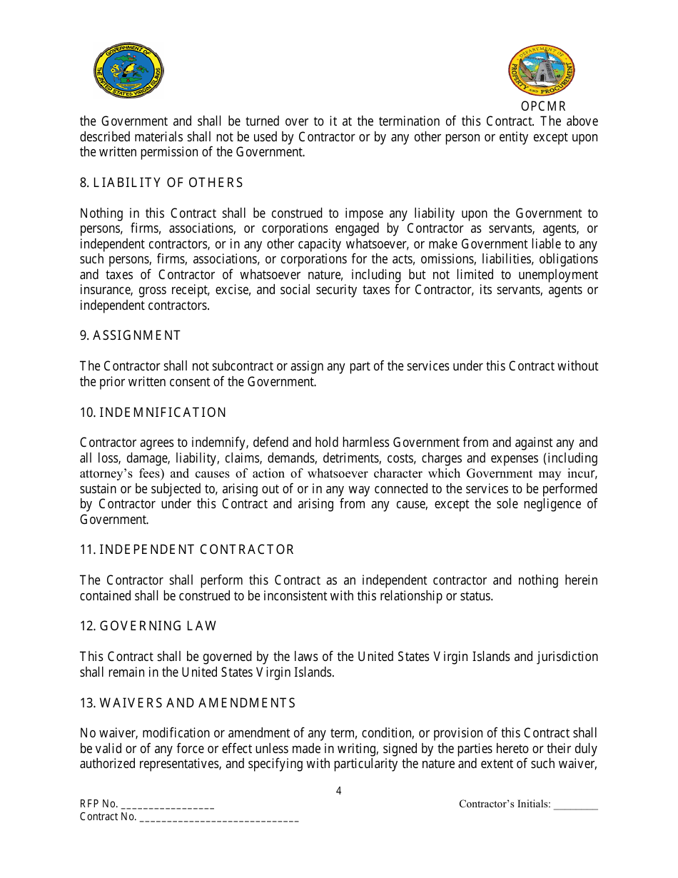 Contract for Professional Services Valued up to $1,000,000.00 - Virgin Islands, Page 4