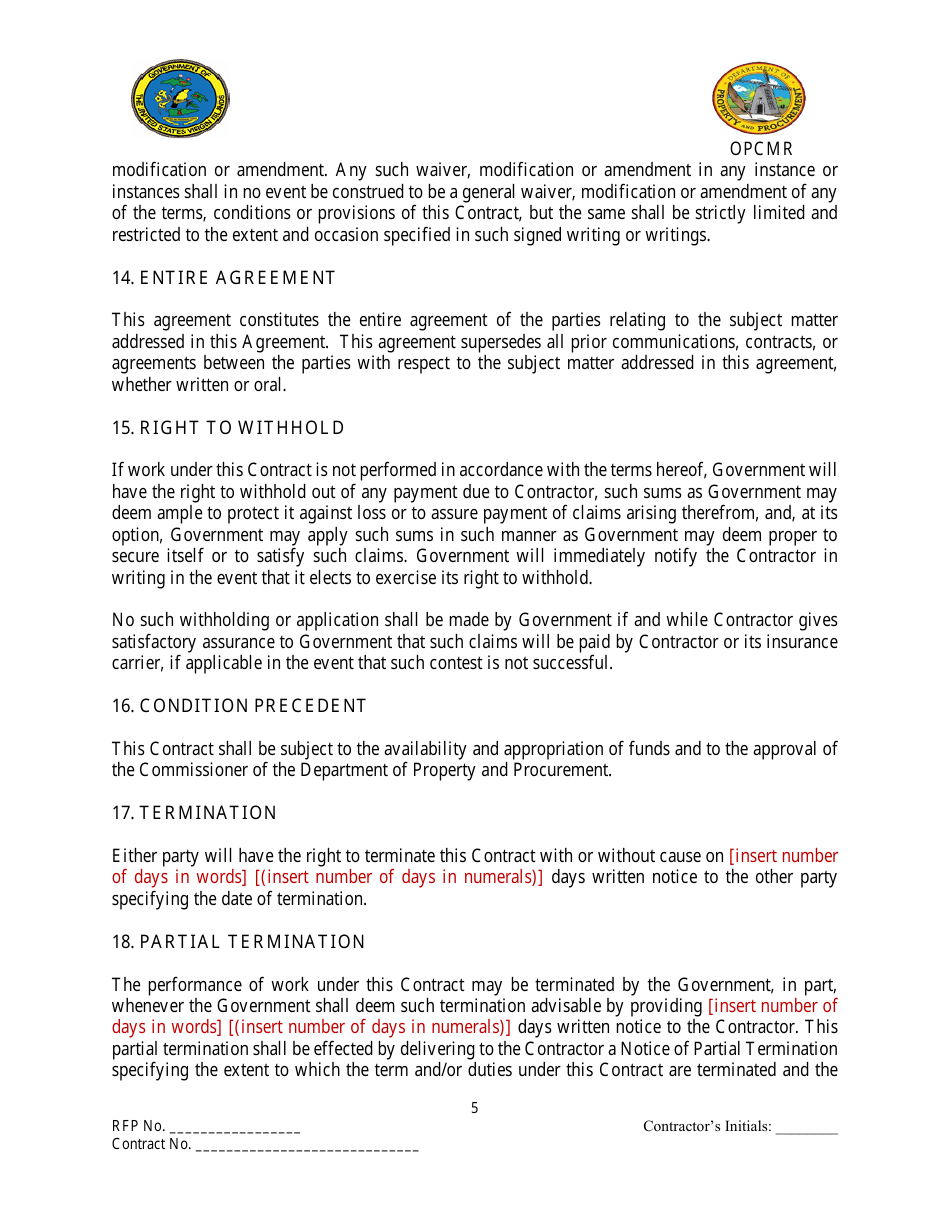 Contract for Professional Services Valued up to $1,000,000.00 - Virgin Islands, Page 5