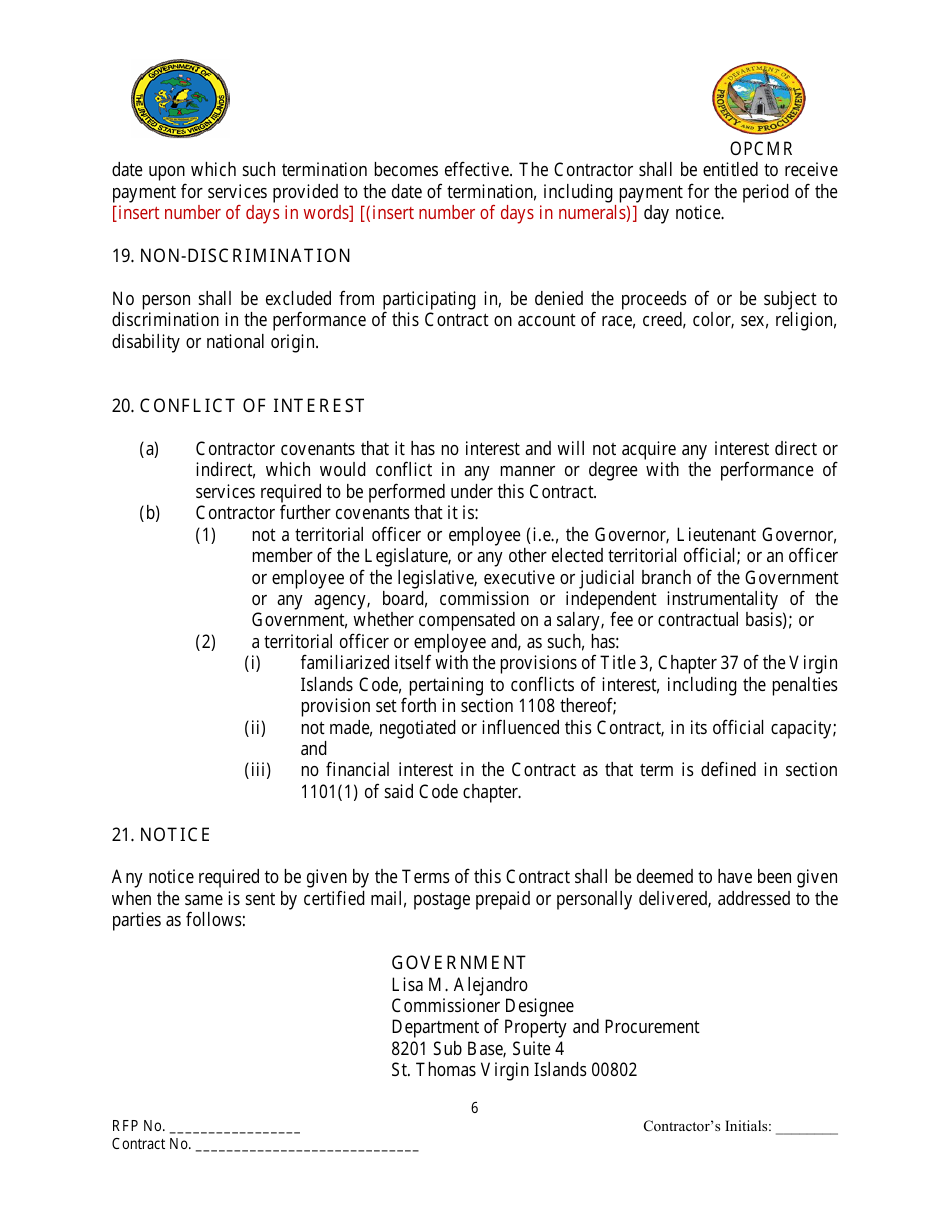 Contract for Professional Services Valued up to $1,000,000.00 - Virgin Islands, Page 6
