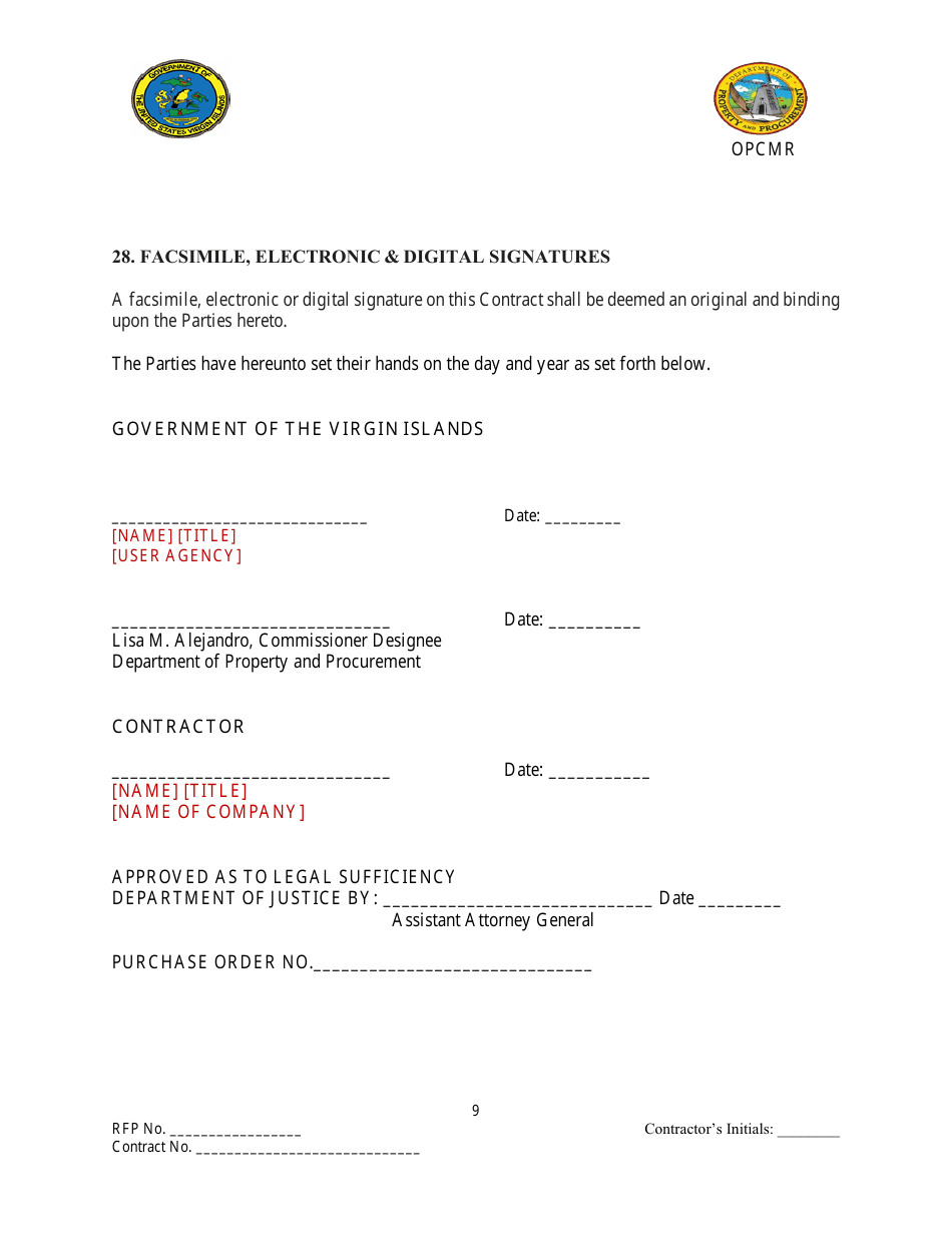 Contract for Professional Services Valued up to $1,000,000.00 - Virgin Islands, Page 9