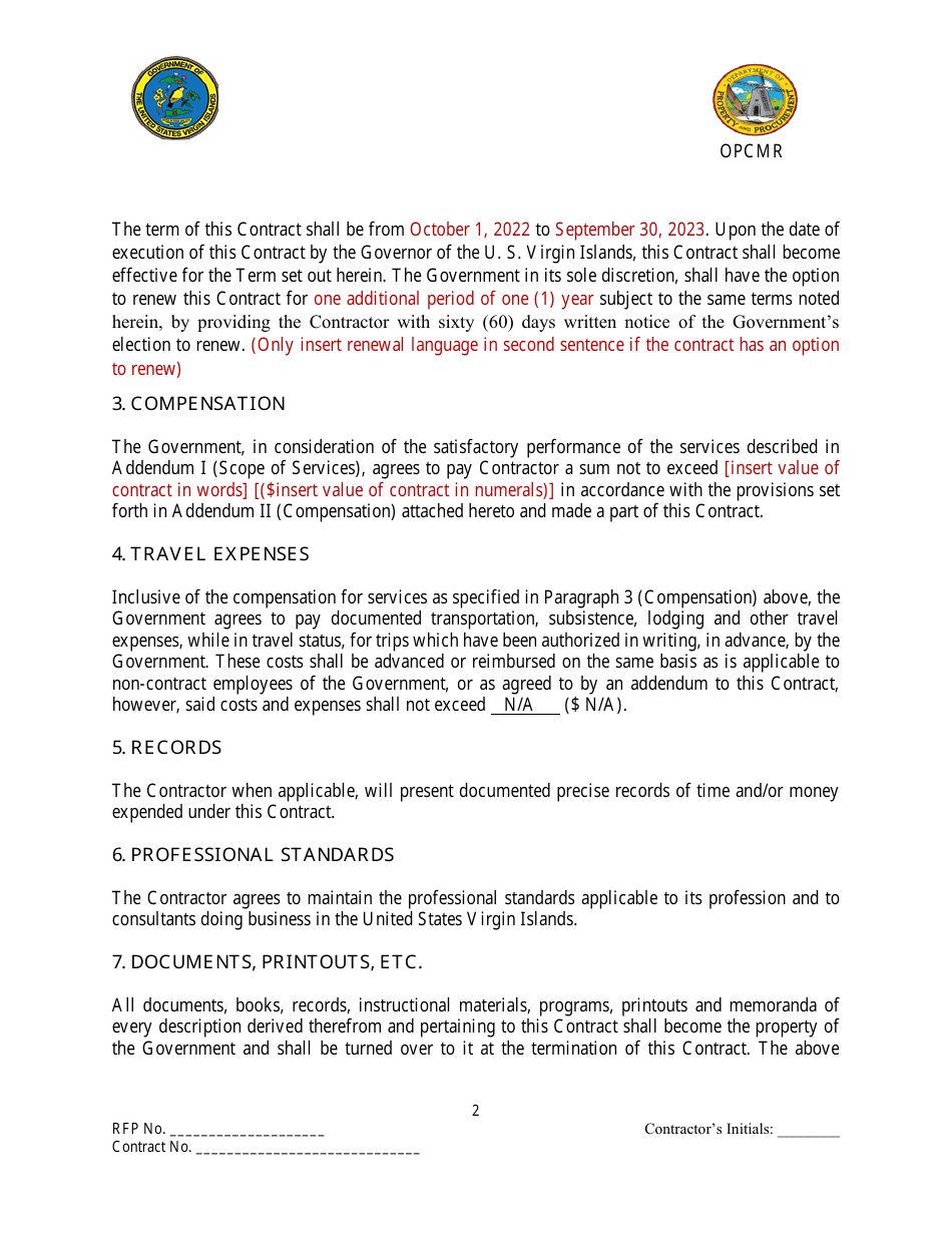 Contract for Professional Services Valued at $1,000,000.01 or More - Virgin Islands, Page 3