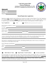 Document preview: Rental Registration Application - Town of Patterson, New York