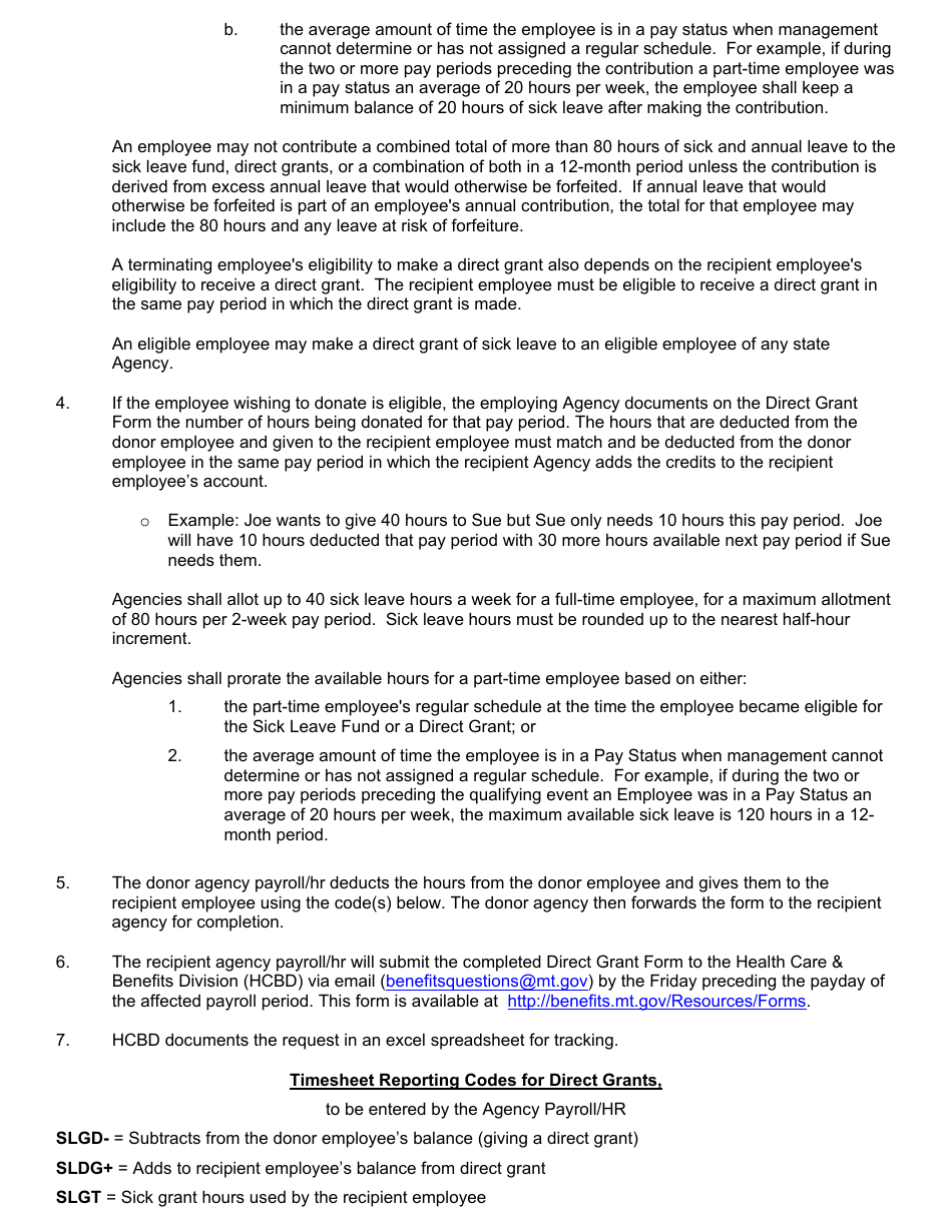 Direct Grant Form - Montana, Page 2