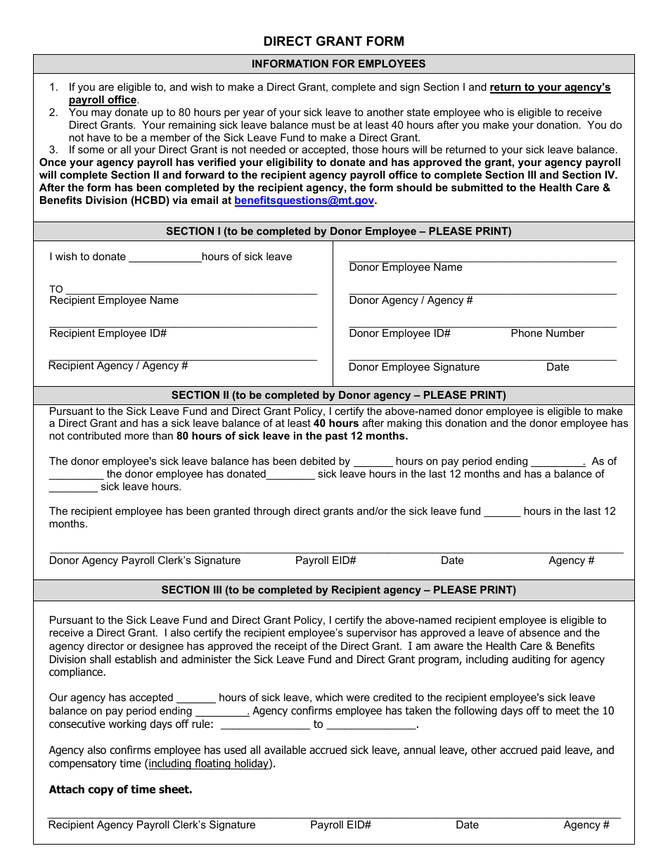 Direct Grant Form - Montana, Page 3