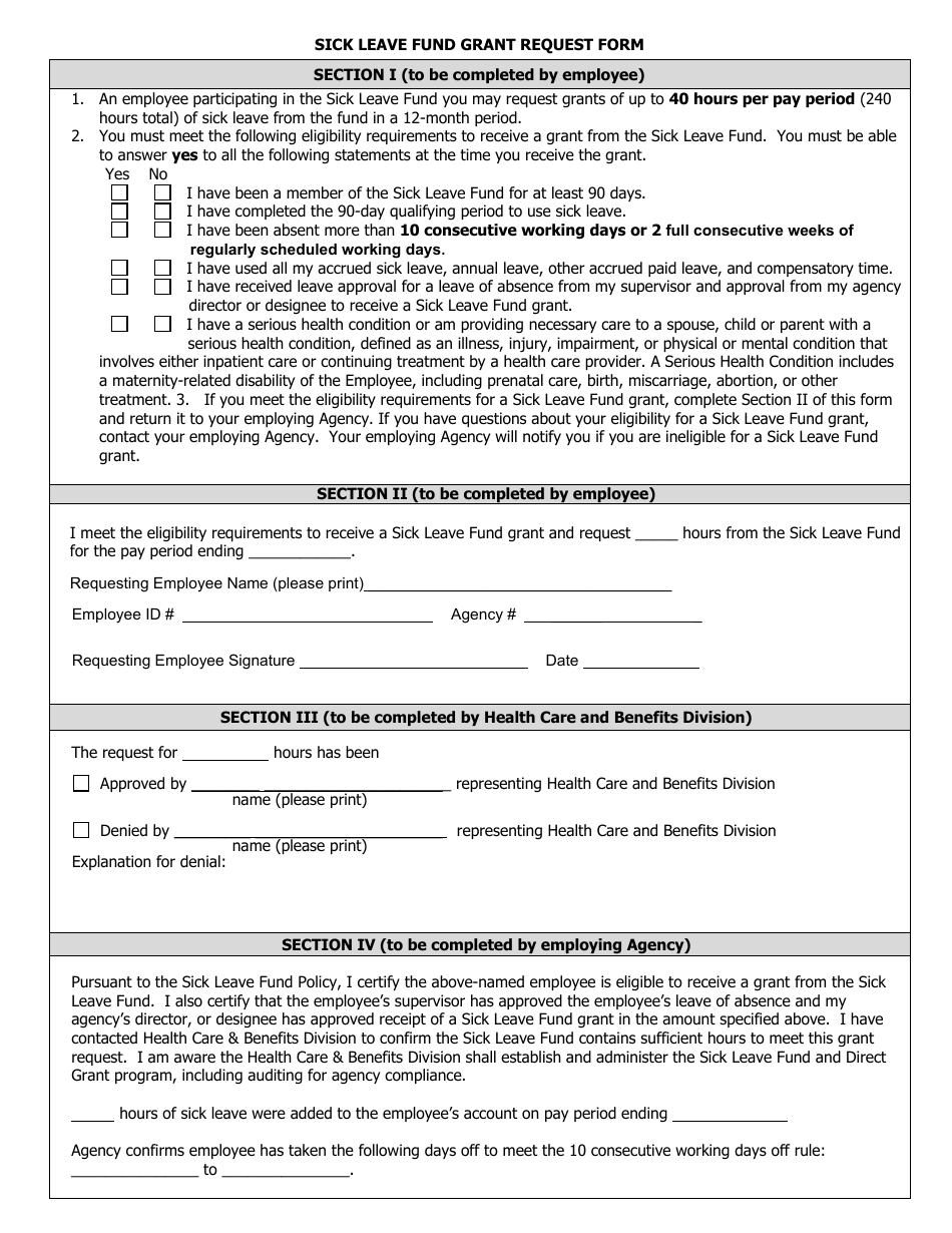 Sick Leave Fund Grant Request Form - Montana, Page 3