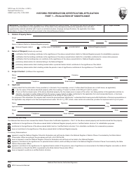 Document preview: NPS Form 10-168 Part 1 Historic Preservation Certification Application - Evaluation of Significance