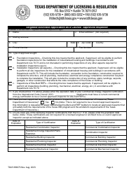 TDLR Form IHB073 Engineer/Architect Application as a Council Approved Inspector - Texas