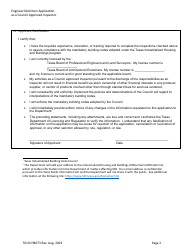TDLR Form IHB073 Engineer/Architect Application as a Council Approved Inspector - Texas, Page 2
