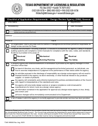 Document preview: TDLR Form IHB002 Checklist of Application Requirements - Design Review Agency (Dra) General - Texas