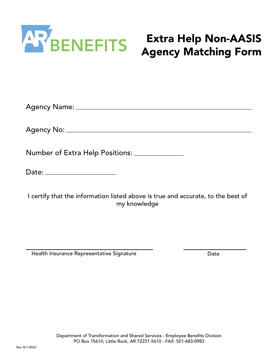 Arkansas Extra Help Non Aasis Agency Matching Form Fill Out Sign Online And Download Pdf 3983