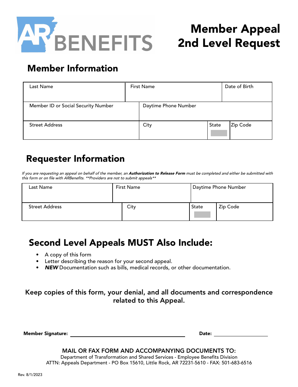 Member Appeal 2nd Level Request - Arkansas, Page 1