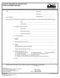 Document preview: CDOT Form 992 Fatal Accident Report - Colorado