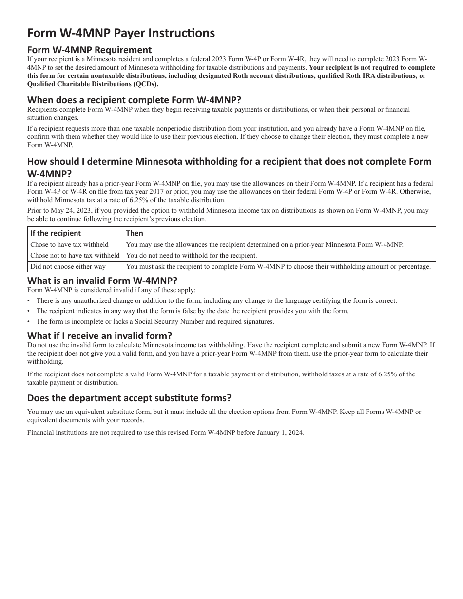Form W-4MNP Minnesota Withholding Certificate for Retirement Account, Pension, or Commercial Annuity Payments - Minnesota, Page 4