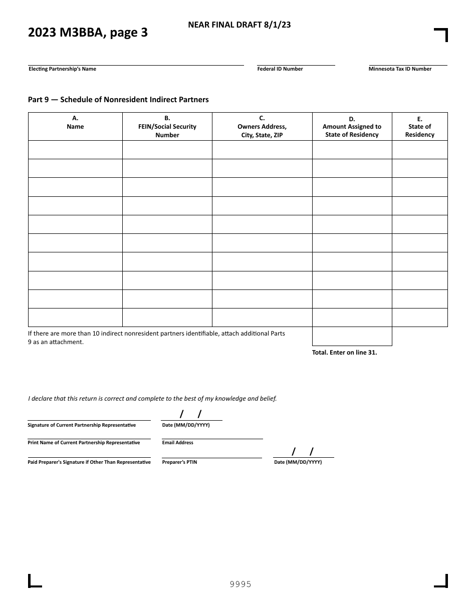 Form M3BBA Partnership Audit Report - Draft - Minnesota, Page 3