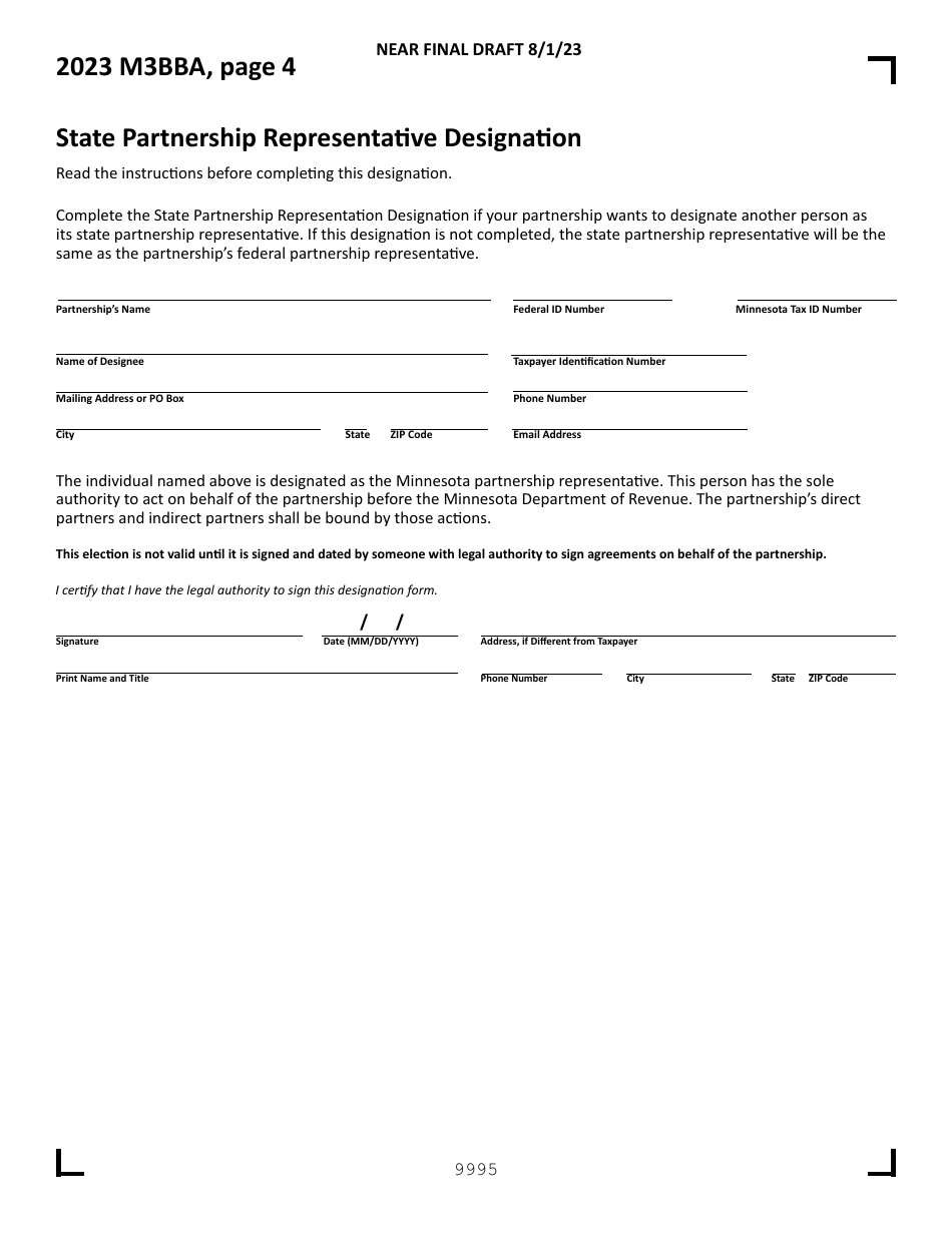 Form M3BBA Partnership Audit Report - Draft - Minnesota, Page 4
