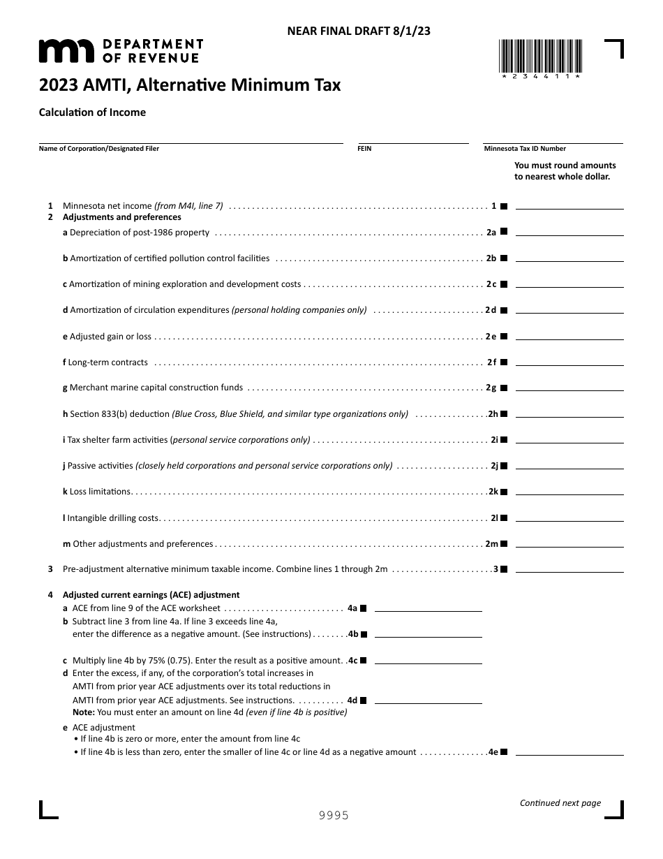 Form AMTI Download Fillable PDF Or Fill Online Alternative Minimum Tax ...