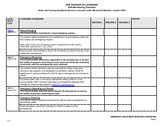 Form DHS-7652E Self-monitoring Checklist - Emergency and Incident Response, Reporting, &amp; Review - Minnesota, Page 3