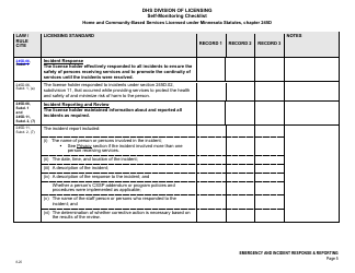 Form DHS-7652E Self-monitoring Checklist - Emergency and Incident Response, Reporting, &amp; Review - Minnesota, Page 5