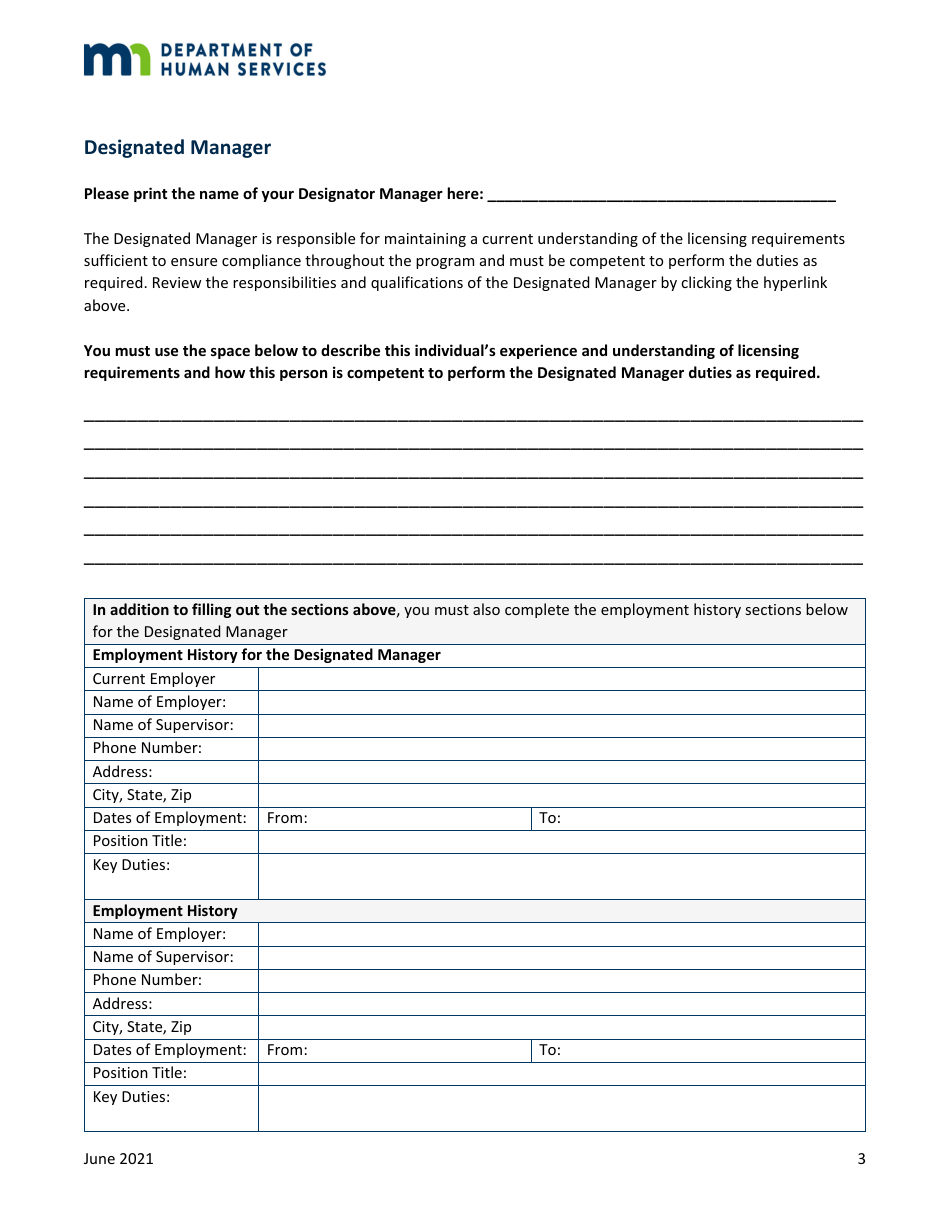 Designated Coordinator and Designated Manager Verification Form - Minnesota, Page 3