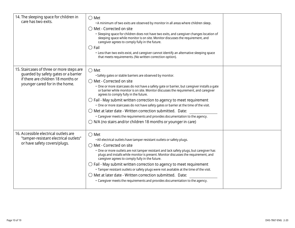 Form DHS-7867 Child Care Assistance Program Legal Nonlicensed Provider Monitoring Checklist - Minnesota, Page 10