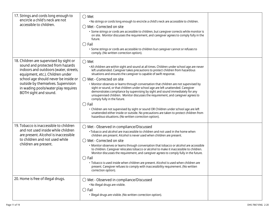 Form DHS-7867 Child Care Assistance Program Legal Nonlicensed Provider Monitoring Checklist - Minnesota, Page 11