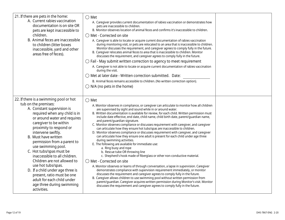 Form DHS-7867 Child Care Assistance Program Legal Nonlicensed Provider Monitoring Checklist - Minnesota, Page 12
