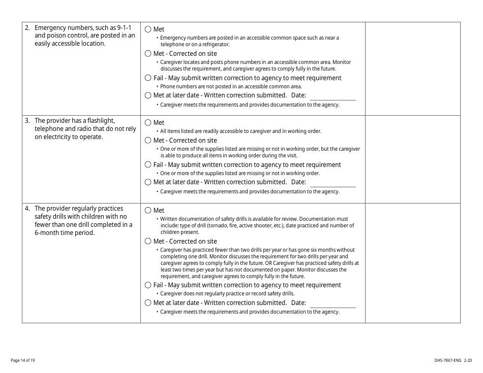 Form DHS-7867 Child Care Assistance Program Legal Nonlicensed Provider Monitoring Checklist - Minnesota, Page 14
