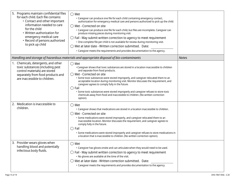 Form DHS-7867 Child Care Assistance Program Legal Nonlicensed Provider Monitoring Checklist - Minnesota, Page 15