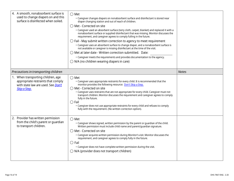 Form DHS-7867 Child Care Assistance Program Legal Nonlicensed Provider Monitoring Checklist - Minnesota, Page 16
