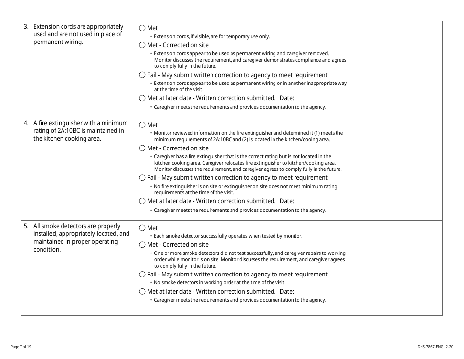 Form DHS-7867 Child Care Assistance Program Legal Nonlicensed Provider Monitoring Checklist - Minnesota, Page 7
