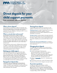 Form DHS-3371-ENG Child Support Direct Deposit Authorization Form - Minnesota