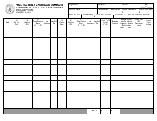 Document preview: Form SFN18562 Pull Tab Daily Cash Bank Summary - North Dakota