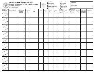 Form SFN9935 Master Game Inventory Log - North Dakota